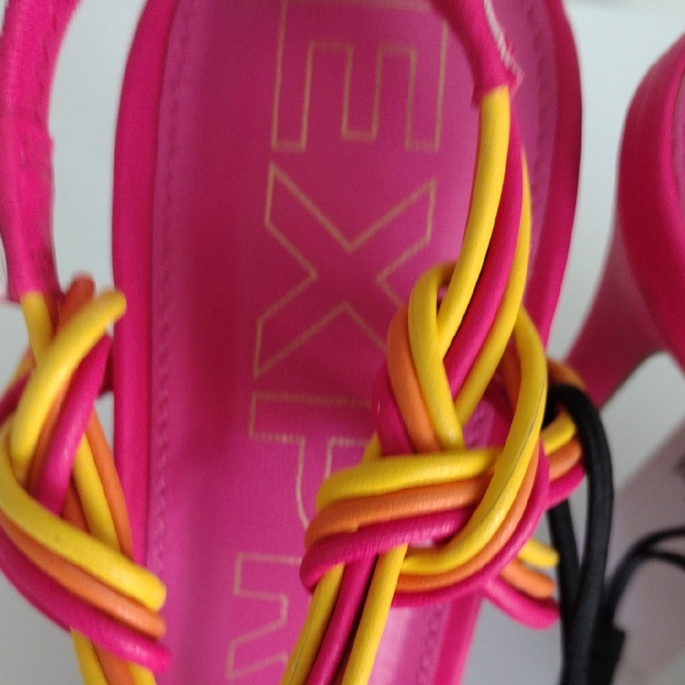 Express Pink and Yellow Strappy Heels. Size 8 - Picture 8 of 16